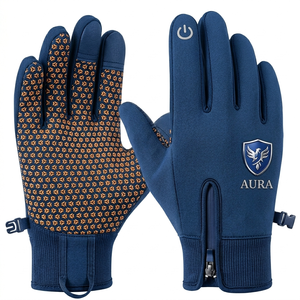 Gants de cyclisme en cuir coupe-vent à écran tactile, imperméables, antidérapants, pour sports d'hiver, unisexes, pour entraînement de fitness en plein air - Product Image 3