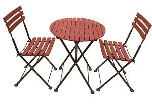 Folding <b>Bistro</b> <b>Set</b> Acacia Wood PU Painted Steel Legs Outdoor <b>Dining</b> Durable Lightweight Eco-Friendly Minimalist Design - Product Image 3