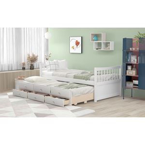 Divano letto singolo con letto estraibile e cassetti bianco per bambini - SKU precedente LP0000141KAA - Product Image 3