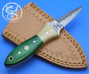 Cuchillo para Abrir Ostras de Acero de Damasco Premium con Mango de Madera y Logotipo Personalizado - Product Image 2