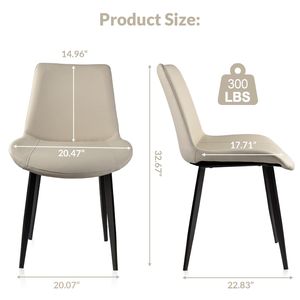 Set di 4 Sedie da Pranzo Moderne in Pelle PU Grigio Chiaro con Gambe in Metallo per Cucina, Ristorante, Soggiorno e Sala Riunioni - Product Image 6