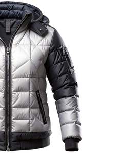 Men <b>Winter</b> Colorblock Puffer Jackets Warm <b>Quilted</b> Coats with Hood Zipper Closure Lightweight Outerwear for Cold Weather - Product Image 3