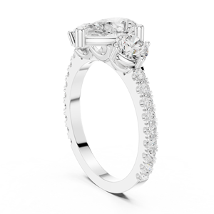 Bague de fiançailles en moissanite taille poire avec pierres latérales rondes, en argent 925, bijou classique pour femme - Product Image 2