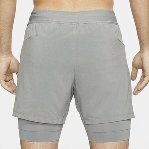 Pantalones Cortos Deportivos Grises de Secado Rápido para Hombre, con Cintura Elástica, Corte Medio, Color Sólido, Tejido de Punto, Estilo Casual - Product Image 2