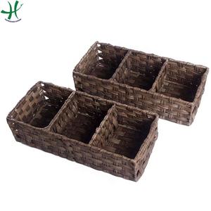 Rectangular <b>storage</b> tray <b>with</b> 2 dividers, set of 2 for table or kitchen <b>storage</b> - Product Image 1