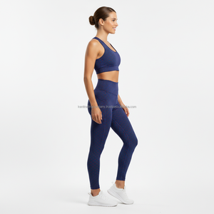 Ensemble de yoga sublimé uni grande taille à marque privée, avec leggings et shorts taille haute froncés aux fesses, pour femmes, pour la gym, l'entraînement et le fitness - Product Image 3