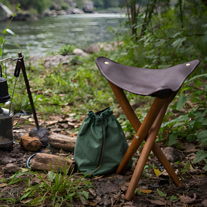 Taburete de caza de cuero genuino, plegable, con trípode, para camping, proveedor al por mayor, OEM, marca personalizada, calidad de exportación, muebles para exteriores - Product Image 5