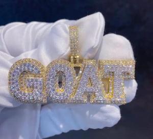 จี้รูปตัวอักษร GOAT ประดับเพชรโมอิสซาไนต์ สร้อยคอชุบทองสไตล์ฮิปฮอป ของขวัญสำหรับทุกเพศ - Product Image 2
