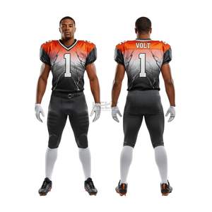 Ensemble de maillot de football américain pour compétition d'équipe, en polyester respirant et anti-humidité, imprimé par sublimation, col en V, manches courtes - Product Image 1