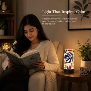 Multicolor Leaf Pattern Table Lamp Decorative Bedside <b>Night</b> Lamp Warm <b>Light</b> Fabric Shade E27 Compatible Modern Home Decor Gift - Product Image 3