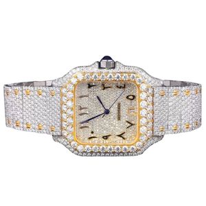 Reloj de Cuarzo de Lujo con Caja Cuadrada de Acero Inoxidable con Incrustaciones de Diamantes, Correa de 20 mm con Cierre Desplegable, Pantalla Analógica para Mujer - Product Image 1