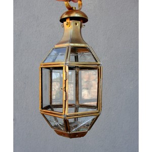 On Sale <b>Brass</b> Hexagonal <b>Lantern</b> with Etched Glass Panels for Home Decoration Durable Finish - Product Image 5