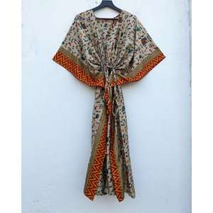 Kaftán de Seda con Estampado Floral para Mujer, Traje de Baño, Ropa de Playa - Product Image 4