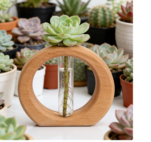 Vase en bois massif Art Déco fait main, écologique, diamètre 4-6 pouces, décoration maison et bureau, présentation sur table, vente en gros - Product Image 4