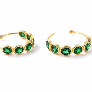 Pendientes de Aro con Múltiples Piedras Preciosas, Plata de Ley 925 con Acabado en Oro de 18k, Joyería de Bisutería, Regalo, Joyería Hecha a Mano - Product Image 1