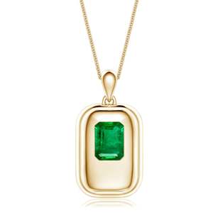 Colgante de Joyería Fina Hecho a Mano con Piedra Preciosa Natural de Alta Calidad, Oro Puro de 14K/18K, Esmeralda con Corte Esmeralda, Colgante para Hombre con Cadena - Product Image 1