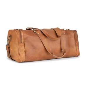 Vintage Genuine Leather Water-Resistant Sport Duffel <b>Bag</b> Large Capacity Travel Gym <b>Overnight</b> <b>Bag</b> Shoe Compartment Removable - Product Image 2