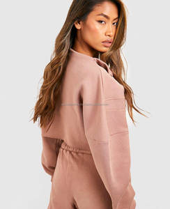 Sudadera de mujer de gran tamaño de alta calidad, jersey de calle con capucha y cuello redondo de lana liso personalizado multicolor para invierno - Product Image 1