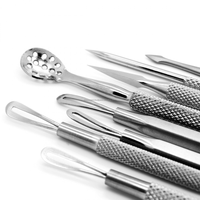 Ensemble de 8 extracteurs de comédons en acier inoxydable pour l'élimination des boutons d'acné Kit d'outils pour l'élimination des comédons du visage