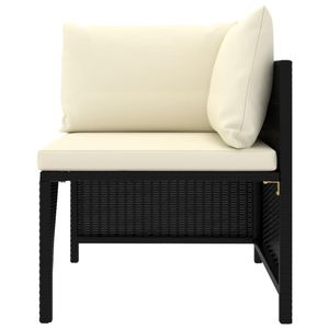 Sofá Esquinero de Jardín de Ratán PE Negro, Acero con Recubrimiento en Polvo y Tela de Poliéster, Muebles Elegantes para Exteriores - Product Image 2