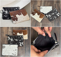 Marques célèbres OEM ODM personnaliser cheveux sur cuir de vachette dames fermeture éclair porte-monnaie en cuir véritable Mini portefeuille pochette pour femmes