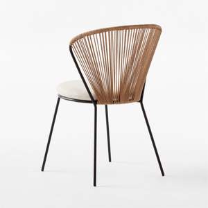 Chaise de salle à manger contemporaine, écologique, imperméable, en rotin et aluminium, avec design ergonomique, pour villas de villégiature et cafés en plein air - Product Image 5