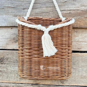 Handmade <b>Wicker</b> Storage <b>Basket</b> Rope <b>Handle</b> Hanging Design for Home Decor Laundry (Wholesale)-Viettimecraft Brand Hanoi Origin - Product Image 4