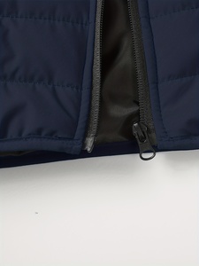 Men Hooded Puffer Jacket Navy Blue Quilted Windproof Winter <b>Coat</b> <b>Zipper</b> Closure Casual Style Slim Fit - Product Image 3