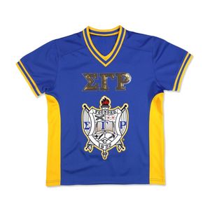 เสื้อฟุตบอล SGR สีน้ำเงินรอยัลและสีทอง แบบกำหนดเองได้ พร้อมตัวอักษรภาษากรีก เสื้อทีมแขนสั้น เสื้อกีฬา พรีเมียม สำหรับชมรมกีฬา - Product Image 1