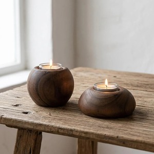 Porte-bougie rond en bois fait main, écologique, décoration d'intérieur, support pour bougie - Product Image 4