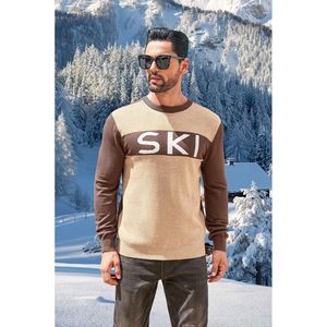 2025 hommes câble tricot couleur bloc pull décontracté hiver pull col rond manches longues pour automne hiver avec motif - Product Image 2