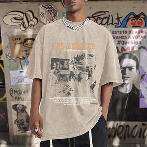 Oversized Graphic T <b>shirts</b> <b>for</b> <b>Men</b> Acid Wash Los Angeles Vintage Tees Streetwear Baggy Cotton <b>Shirts</b> - Product Image 2