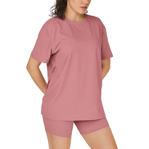 Nouvelle Arrivée T-shirts de Fitness Personnalisés de Haute Qualité pour Femmes Grandes Tailles en Coton/Fibre de Bambou Respirant à Séchage Rapide Épaules Tombantes - Product Image 4