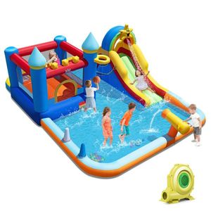Scivolo d'Acqua Gonfiabile Colorato con Piscina e Ventilatore per Giochi Multisport e Strutture di Divertimento Acquatico - Product Image 2