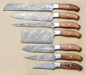Custom 7PCS Hand Forged Damascus Kitchen <b>Knife</b> Set Chef <b>Bread</b> Cleaver Fillet Santoku Utility <b>Knives</b> Wooden Handle OEM ODM - Product Image 3