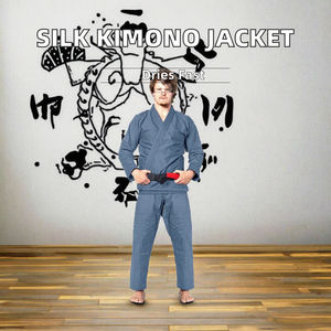 เสื้อคลุมยาวสไตล์โบโฮผ้าไหมญี่ปุ่นแบบฮาโอริสั่งทำขายส่ง เสื้อคลุมโอเวอร์ไซส์แบบกิโมโน ชุดศิลปะการต่อสู้ ชุดยูโด ย้อมสี - Product Image 2