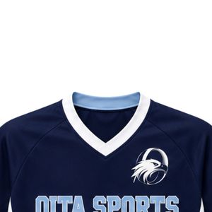 Maillot de lacrosse bleu marine à empiècements contrastants pour homme, uniforme de sport à manches courtes, chemise d'équipe athlétique, tenue d'entraînement et de jeu en extérieur - Product Image 3