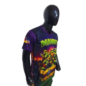 Maillot de baseball brodé personnalisé universitaire USA Arizona en maille avec impression sublimée, anti-bactérien, col en V court sur le devant - Product Image 2