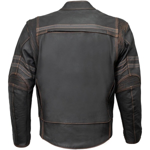Veste de moto en cuir de vache véritable pour homme, style vintage Cafe Racer, veste de protection en cuir pour motard, OEM - Product Image 2