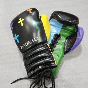 Gants de boxe en cuir véritable sur mesure noirs - Product Image 6
