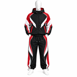 Survêtement de jogging en nylon avec fermeture éclair, logo personnalisé du fabricant, streetwear, coupe-vent, pour homme, en vente - Product Image 2