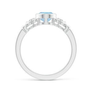 Anillo de Compromiso de Oro de 14K Personalizable con Aguamarina Ovalada Natural y Diamantes en Forma de Corazón, Anillo Clásico Vintage con Racimo Delicado - Product Image 2