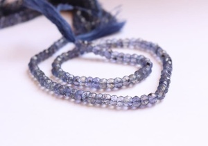 Perles d'iolite naturelle facettées en forme de rondelle 4-4,5 mm, perles de pierres précieuses d'iolite, perles d'iolite facettées en forme de rondelle pour la fabrication de bijoux - Product Image 5
