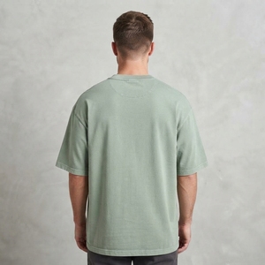 Camiseta Oversize para Hombre, Cuello Redondo, Manga Corta, Estilo Casual Urbano, Algodón, Corte Holgado Minimalista, Top Básico - Product Image 4