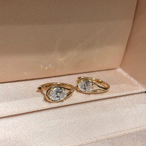 Pendientes de Aro Ovalados de Oro Blanco de 14K con Diamantes Cultivados en Laboratorio, Color F, Joyería Minimalista para Mujer, Regalo, Uso Diario, para Fiestas - Product Image 1