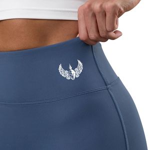 Steel Blue Capri Legging Women Contour Fit Training <b>Tights</b> High Rise Stretch Yoga Pants Athletic Activewear Performance Wear - Product Image 3