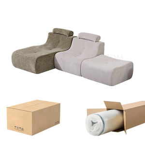 Modern Reclining Square Lounge <b>Sofa</b> | Fabric Sponge Upholstered Three Seat Modular Sectional <b>Sofa</b> Stainless Steel <b>Legs</b> Basement - Product Image 3