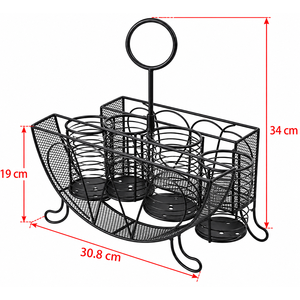 Organizador de Cubiertos Metálico con Portacuchillos, Portaplatos y Cesta para Utensilios, Estilo Industrial, Cesta de Almacenamiento Multifuncional - Product Image 5