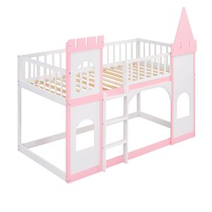 Cama litera tipo castillo rosa con escalera para niños - Product Image 6