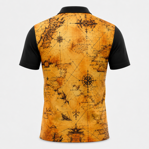 Camiseta Polo Deportiva de Secado Rápido Personalizada para Hombre, Sublimación, Estampado de Mapa con Brújula Vintage, Transpirable, para Golf, Casual - Product Image 2